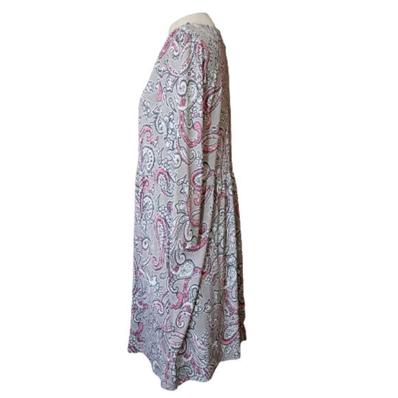 Grey and Pink Paisley Long Sleeve Oversized Dress Size Small - Picture 5 of 5